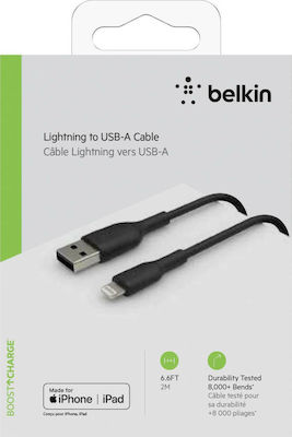 Belkin Regular USB to Lightning Cable Μαύρο 2m (CAA001bt2MBK)