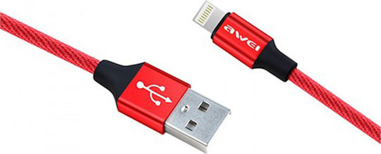 Awei CL-60 Braided USB-A la Cablu Lightning Roșu 1m
