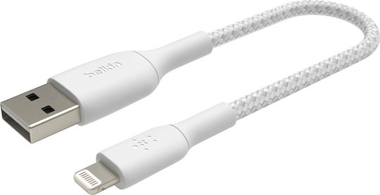 Belkin Braided USB-A to Lightning Cable White 0.15m (CAA002bt0MWH)