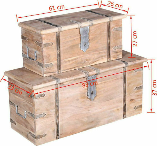 vidaXL Wooden Decorative Trunks Set Beige 2pcs