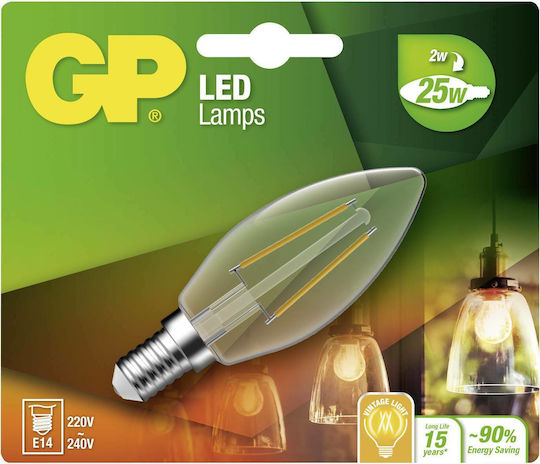 GP Batteries 078081 LED крушка 2W за фасунга E14 Топло бяло 250лм