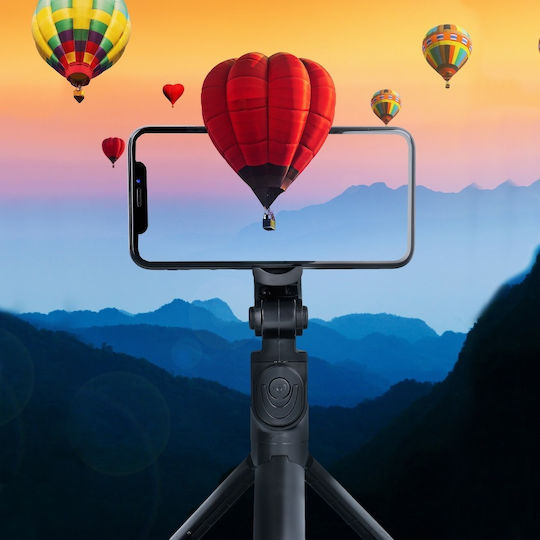 Partner Tele SS-TR12 Selfie Stick Trepied Pentru Telefon Mobil Telecomandă Bluetooth Negru