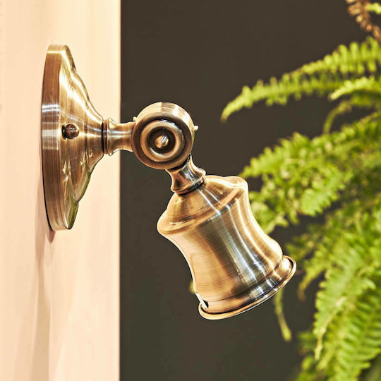 Ideal Lux Barber AP1 Antique Brass Μονό Σποτ με Ντουί GU10 σε Χρυσό Χρώμα
