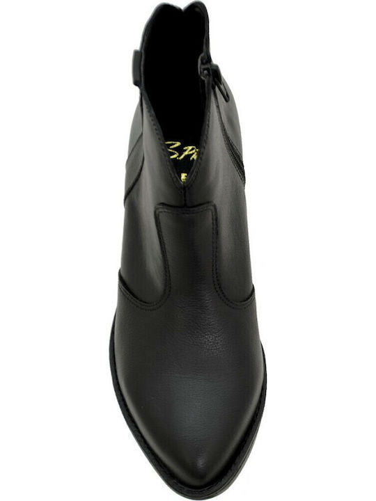 54-02 Leder Stiefeletten Damen Schwarz