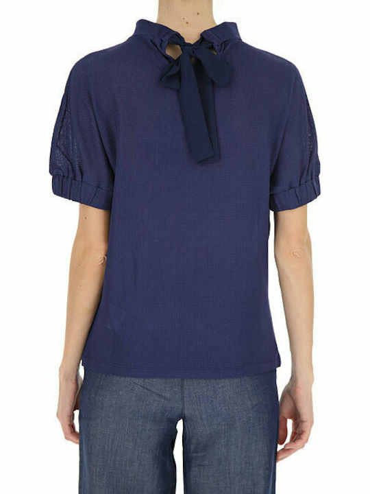 Emporio Armani Women's Short Sleeve Blouse Blue