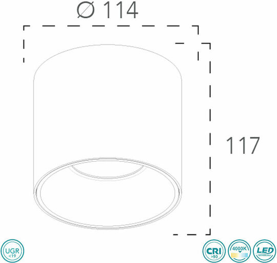 Fan Europe MIG-R20 NER Μονό LED Φυσικό Λευκό Σποτ σε Μαύρο Χρώμα
