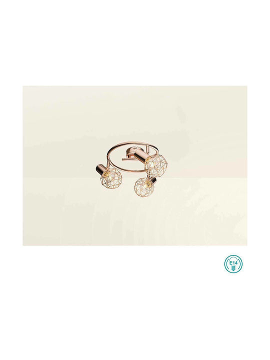Globo Lighting Triple Spot with Socket E14 in Copper Color