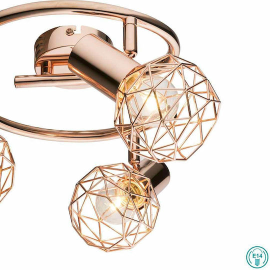 Globo Lighting Triple Spot with Socket E14 in Copper Color Globo Lighting Triple Spot with Socket E14 in Copper Color