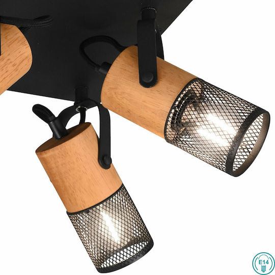 Trio Lighting Tosh Σποτ με 4 Φώτα και με Ντουί E14 σε Μαύρο Χρώμα