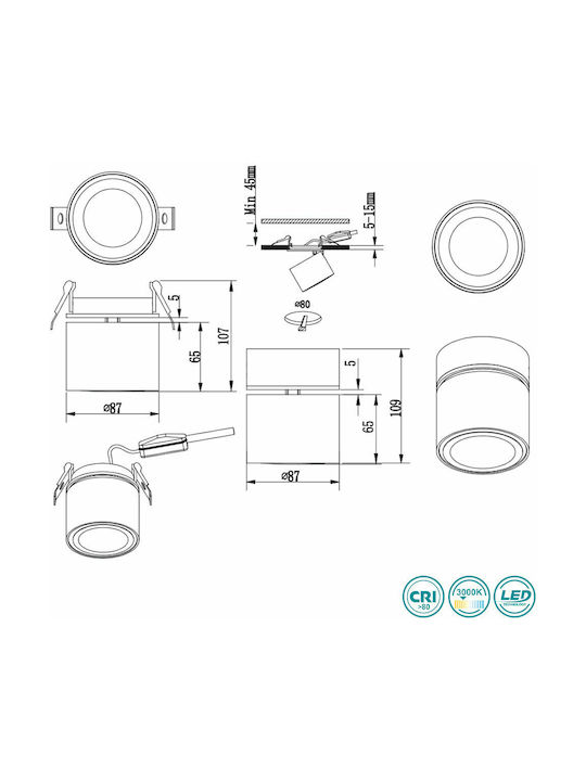 Trio Lighting Taurus Single LED Warm White Spot in Black Color
