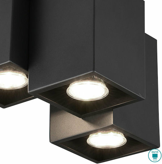 Trio Lighting Fernando Тройно Спот с Цокъл GU10 в Черен Цвят