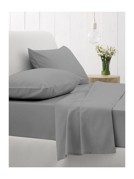 Sunshine Sheet King Size with Elastic 180x200+30cm. Cotton Feelings 107 Dark Grey