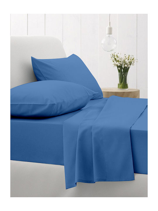 Sunshine Bettlaken Semi-Doppel mit Gummiband 120x200+30cm. Cotton Feelings 104 Blue