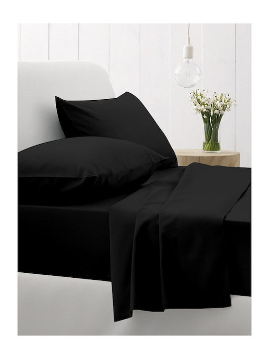 Sunshine Sheet Semi Double with Elastic 120x200+30cm. Cotton Feelings 111 Black