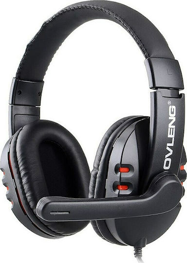 Ovleng X6 Over Ear Gaming Headset με σύνδεση 2x3.5mm Black/Red