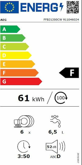 AEG Πλυντήριο Πιάτων Πάγκου για 6 Σερβίτσια Π55xY43.8εκ. Λευκό