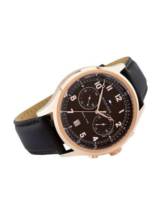 Tommy Hilfiger Emerson Watch Chronograph Battery with Brown Leather Strap