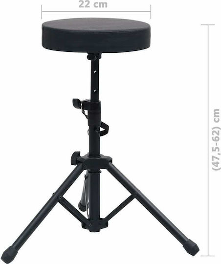 vidaXL Drum Throne Ρυθμιζόμενο Black Υ47.5-62cm