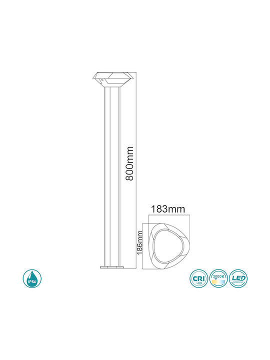 Sun Light Φωτιστικό Κολωνάκι LED Εξωτερικού Χώρου 6W με Θερμό Λευκό Φως IP54 Μαύρο