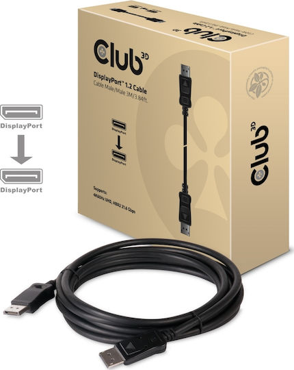 Club3D Кабел DisplayPort мъжки - DisplayPort мъжки 3м Черен (CAC-1064)