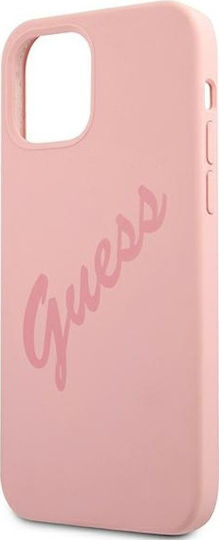 Guess Vintage Script Umschlag Rückseite Kunststoff Rosa (iPhone 12 mini)