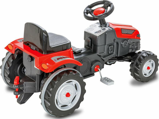 Tractor Pentru Copii Strong Bull De La Picior La Podea Cu Pedale Roșu Pentru 3+ Ani