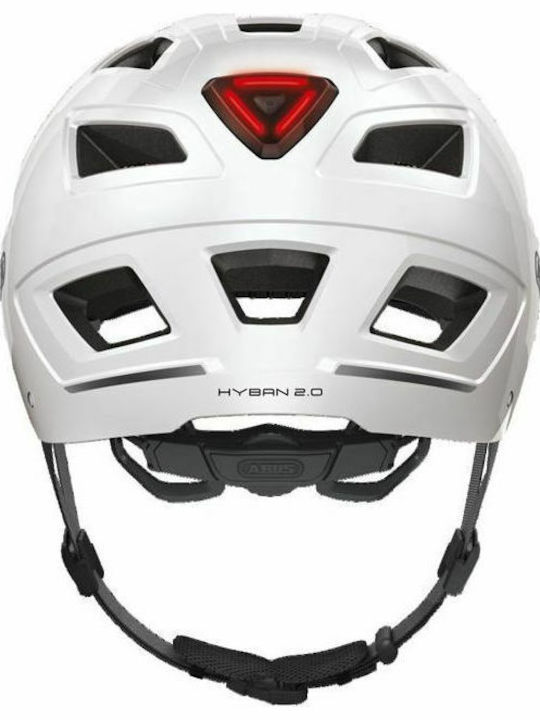 Abus Hyban 2.0 Fahrradhelm Stadt mit LED Licht Weiß