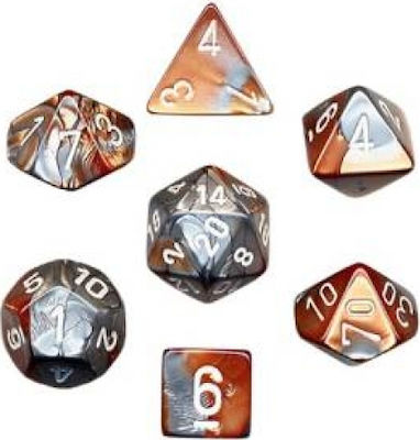 Chessex Dice Gemini Polyhedral Copper Steel White 7τμχ 26424