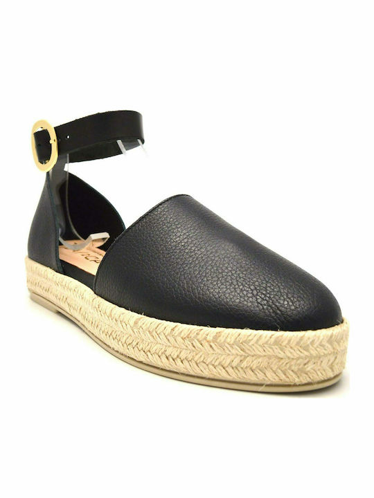 Sante Women's Leather Espadrilles Black 21-118-01