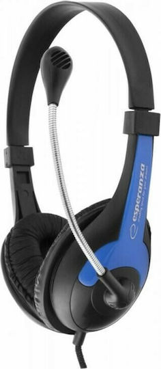 Esperanza EH158 On Ear Multimedia Ακουστικά με μικροφωνο και σύνδεση 3.5mm Jack σε Μπλε χρώμα