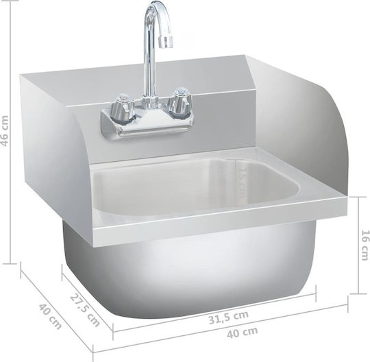 vidaXL Professional Hand Sink Wall-Mounted 51115 40x40x46cm
