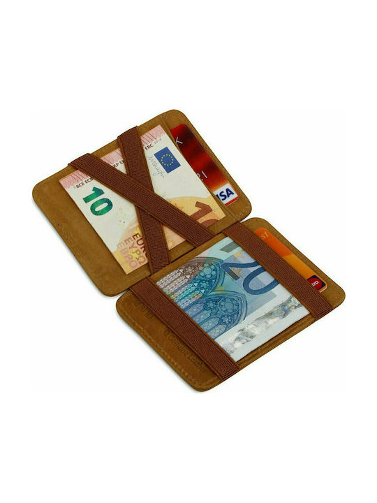 Magic Coin Wallet Δερμάτινο Ανδρικό Πορτοφόλι Καρτών με RFID Καφέ