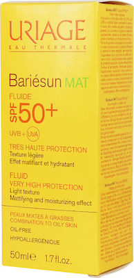 Uriage Bariesun Mat Fluid Αδιάβροχη Αντηλιακή Λοσιόν Προσώπου SPF50 50ml