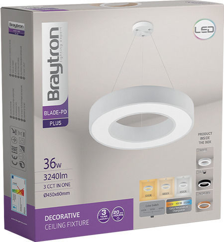 Braytron LED Κρεμαστό Φωτιστικό Λευκό 45εκ. Braytron LED Κρεμαστό Φωτιστικό Λευκό 45εκ.