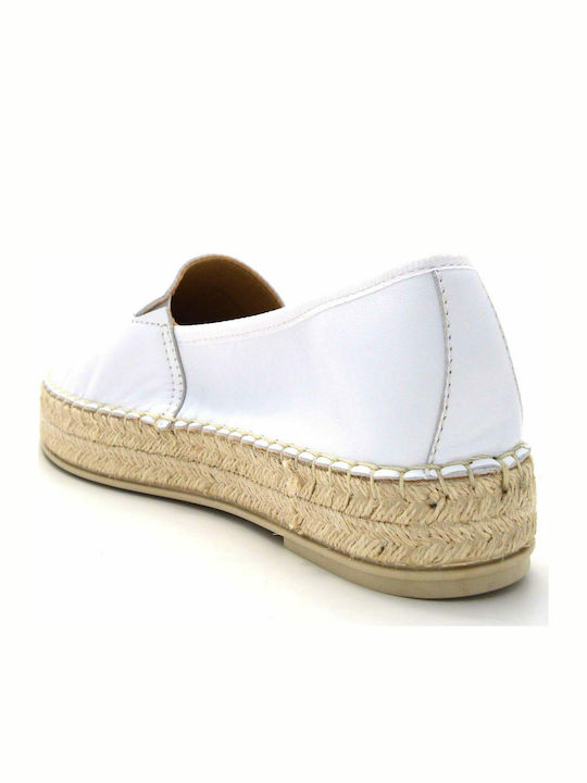 Women's Leather Espadrilles White