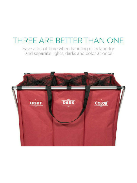 Navaris Metal Collapsible Laundry Basket 65x38x55cm Red