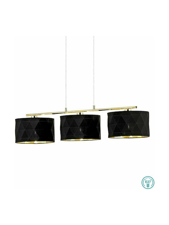 Eglo Dolorita Pendant Light Three-Light Bell for Socket E27 Black