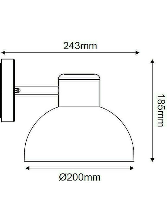 Aca Bero Wall-Mounted Outdoor Hat Light E27 IP44 24.3x18.5εκ.