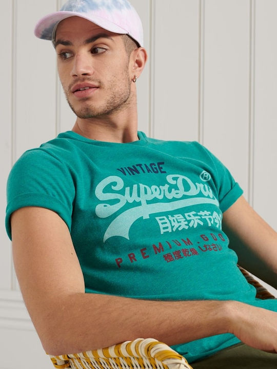 Superdry Vintage Tri Tricou pentru bărbați cu mâneci scurte Verde