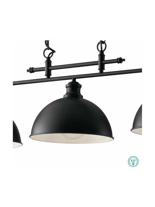 Fan Europe Charleston Pendant Light Three-Light Rail for Socket E27 Black