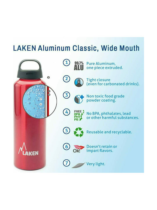 Laken Classic Aluminum Water Bottle 1000ml Red