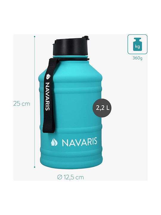 Navaris Sport Stainless Steel Water Bottle 2200ml Turquoise