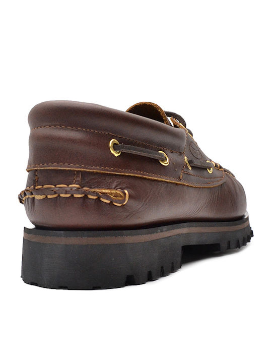 C14 Men's Leather Boat Shoes Brown
