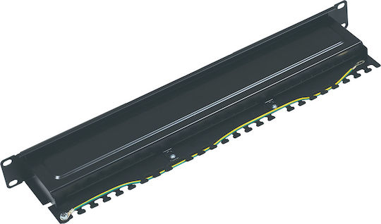 Central Patch Panel for Rack 1U 19" with 24 cat5e Ports Black