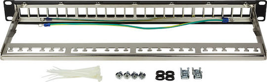 LogiLink Patch Panel Keystone for Rack 1U 19" with 24 Ports Black
