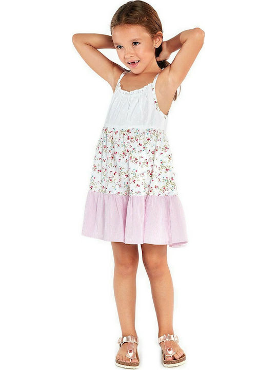 Losan Kids Dress Floral Sleeveless White