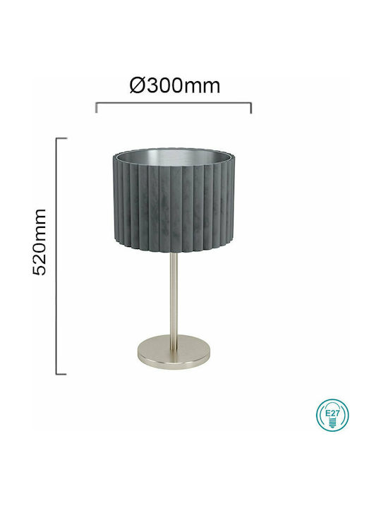 Eglo Tamaresco Metal Table Lamp for Socket E27 with Gray Shade and Silver Base