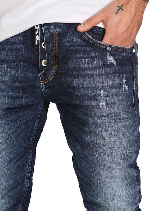 London N3453 Ανδρικό Παντελόνι Τζιν Ελαστικό με Skinny Εφαρμογή Μπλε