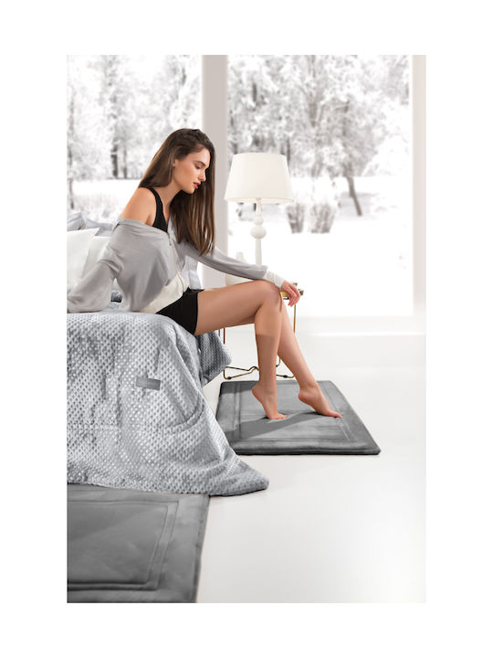 Guy Laroche Softy Modern Velvet Bedroom Rugs Set Charcoal 1176086122014 2pcs