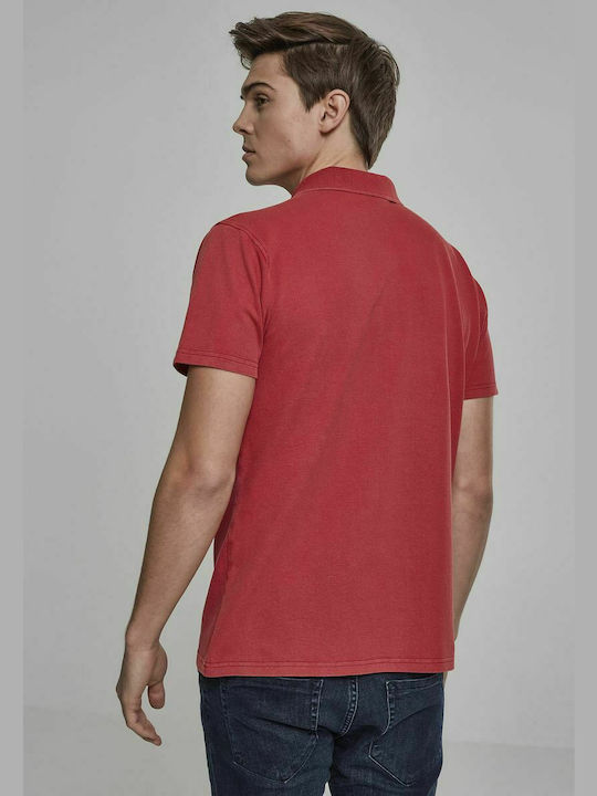 Urban Classics TB2071 Men's Short Sleeve Blouse Polo Red